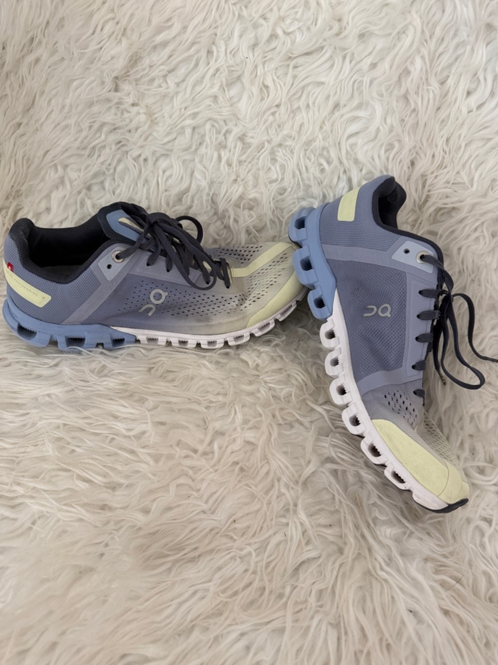On Cloud Athletic Running Shoes in Light Blue and Pale Yellow